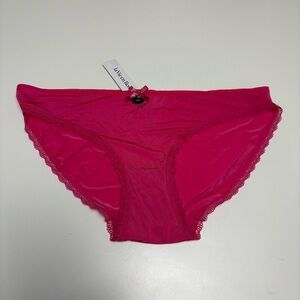 NWT La Vie en Rose Sheer Lace Bikini Panties, Hot Pink, size medium